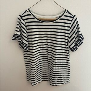 LOFT Striped Black and White Women's Top XS NEW Ruffle Sleeve